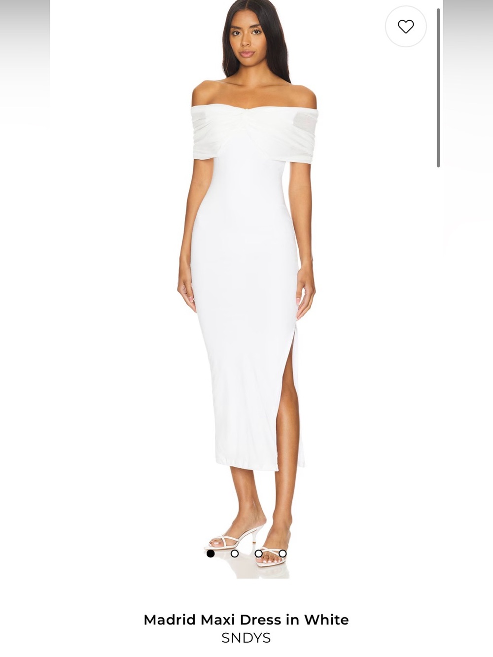 SNDYS Madrid Off-Shoulder Midi Dress in White